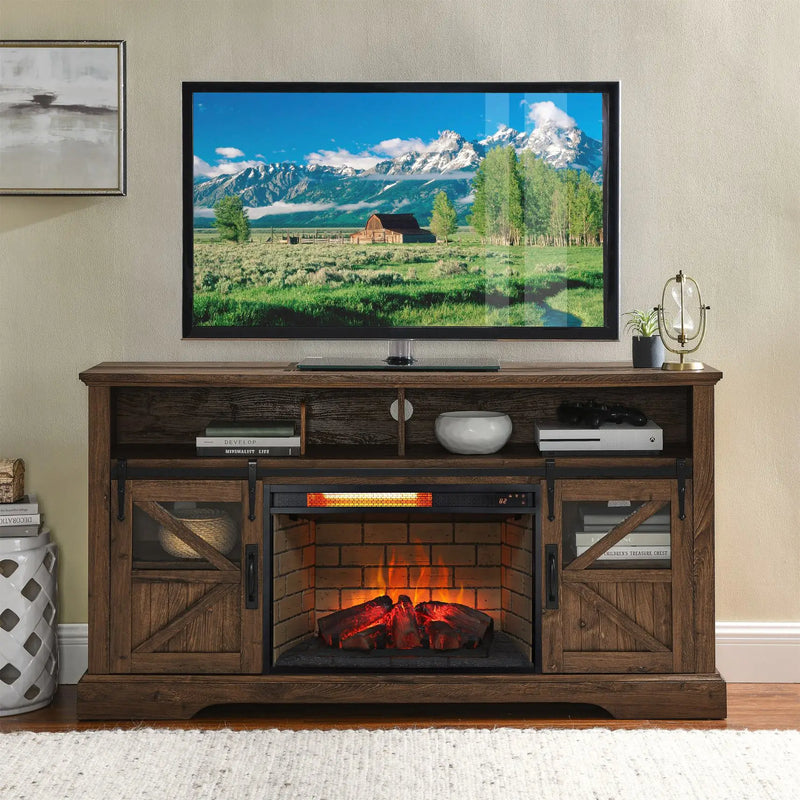 Electric fireplace insert with realistic flame effect and logs