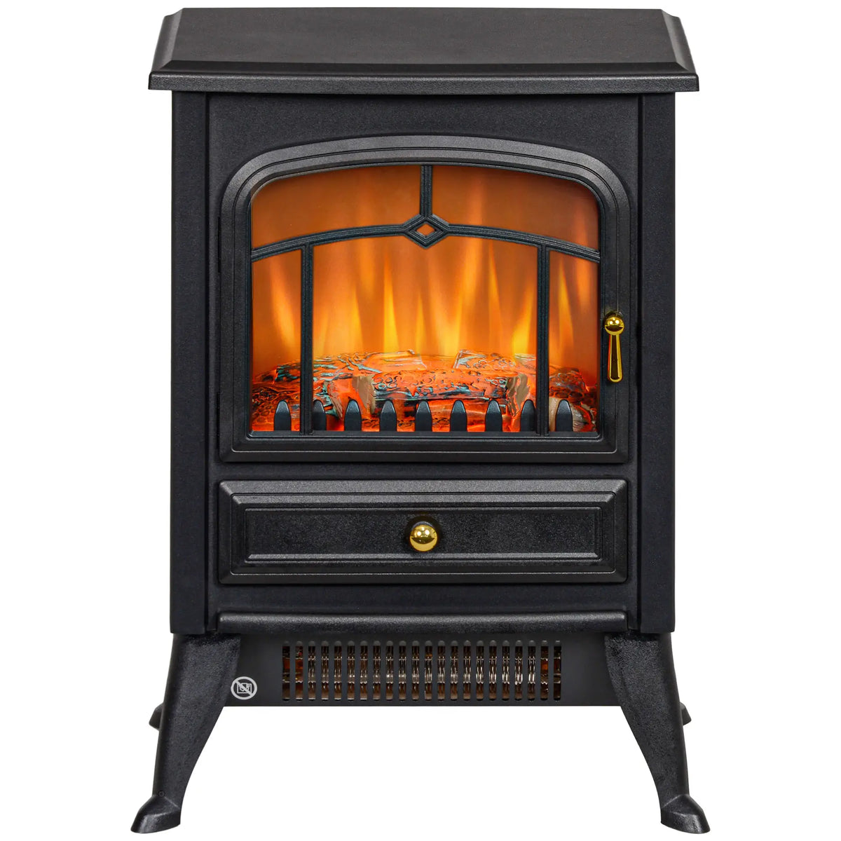 HOMCOM 22" Freestanding Electric Fireplace Heater - White, Realistic LED Flames