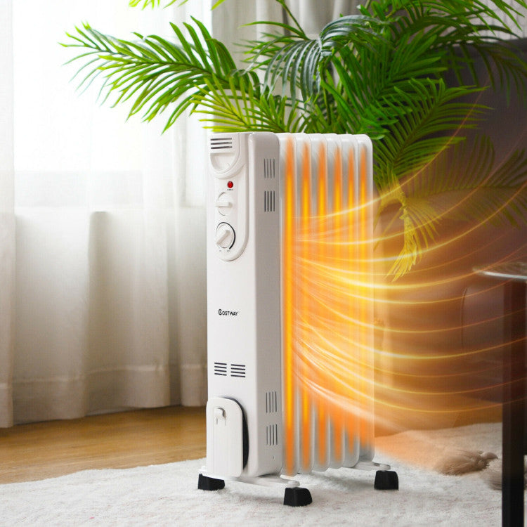 Front view of 1500W electric oil-filled space heater