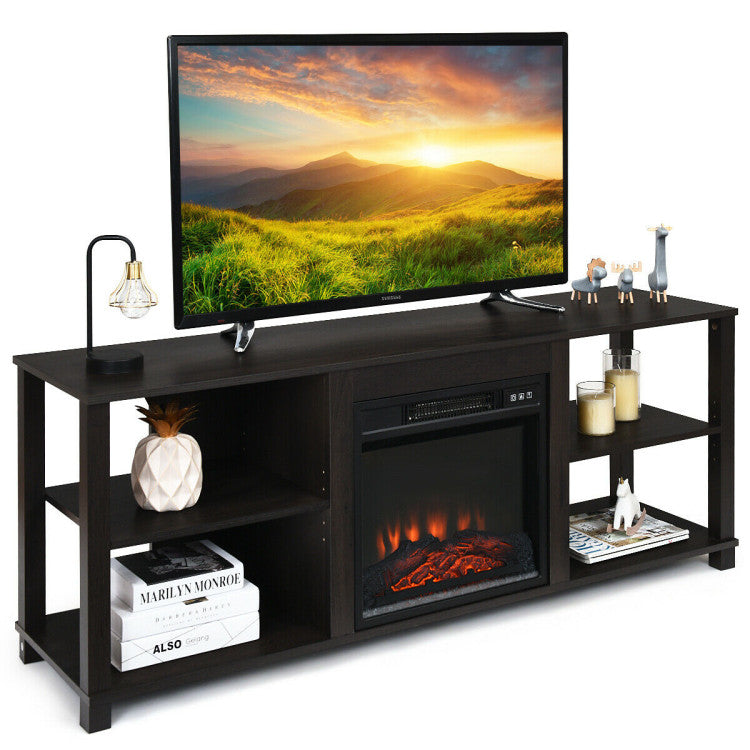  2-tier TV cabinet for living room with modern veneer finish