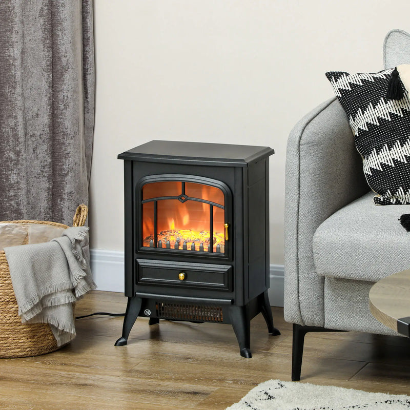 HOMCOM Electric Stove Heater with Realistic LED Flames & Logs