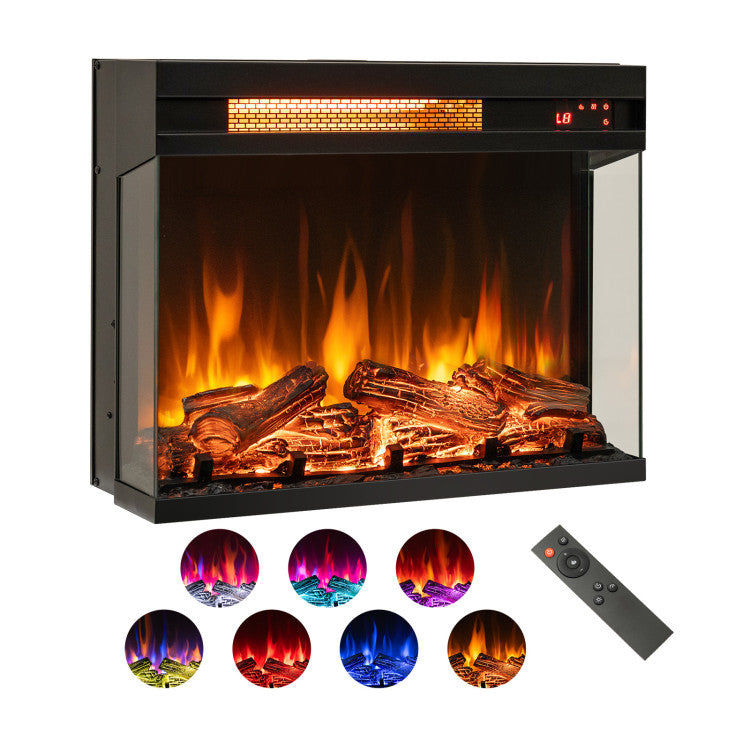 23 Inch 3-Sided Electric Fireplace Insert