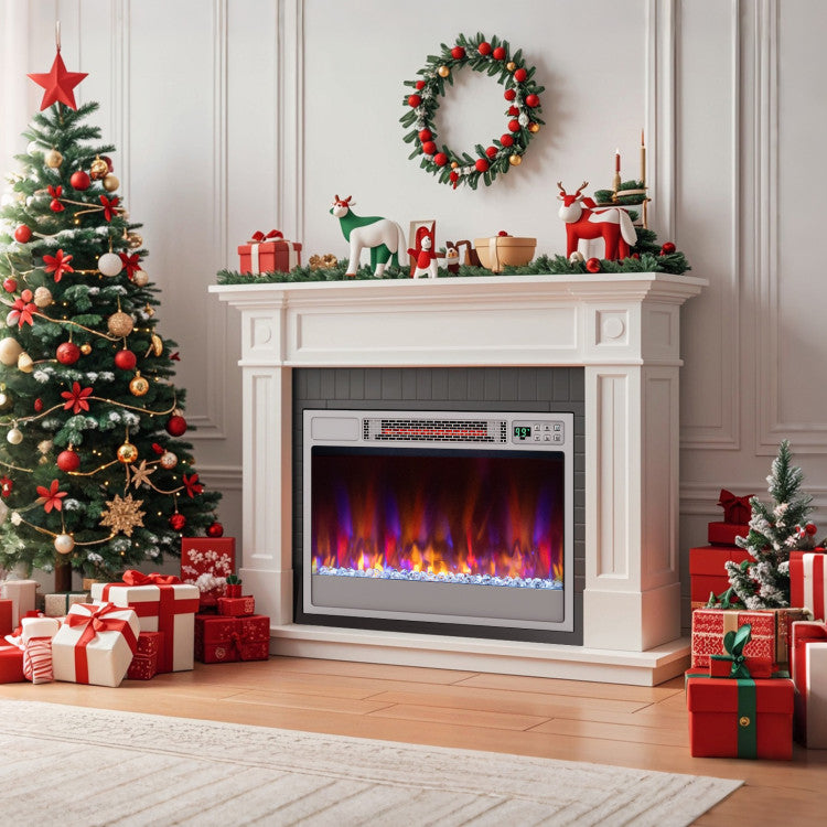 23-inch electric fireplace heater for wall recessed installation