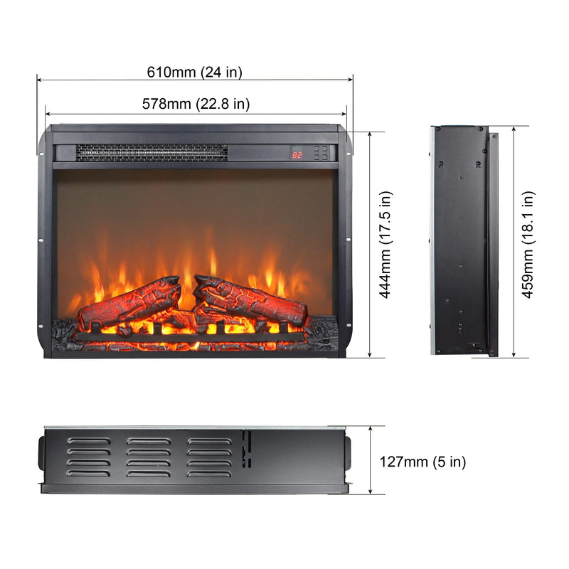 23" Electric Fireplace Insert with Remote Control – Realistic Flame & Space-Saving Design