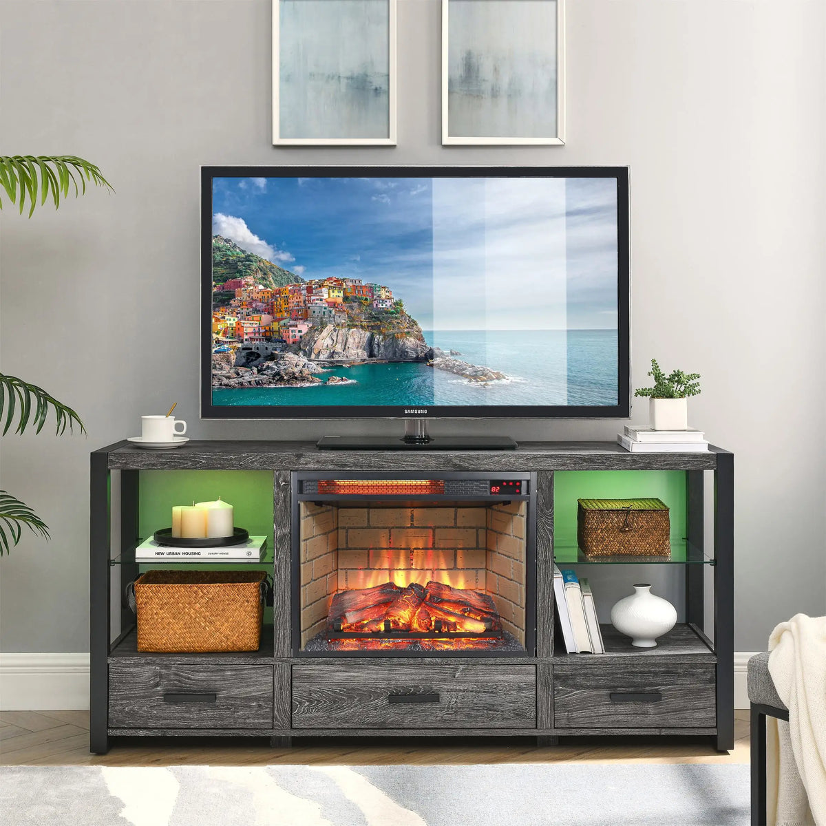 23" infrared quartz electric fireplace insert with realistic flame