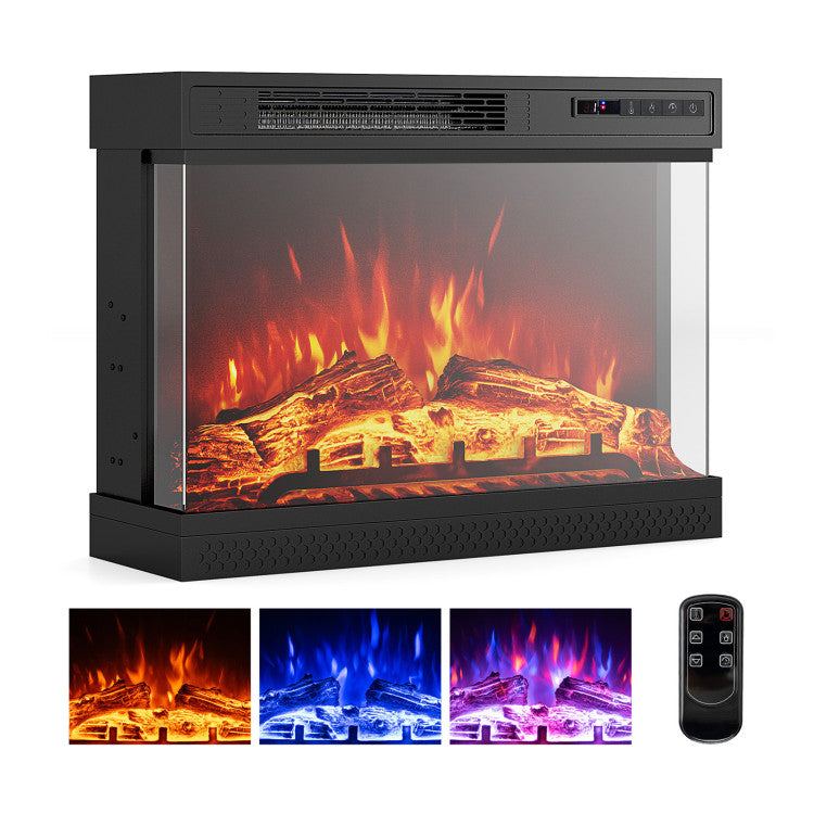 24 Inch 3-Sided Electric Fireplace Heater