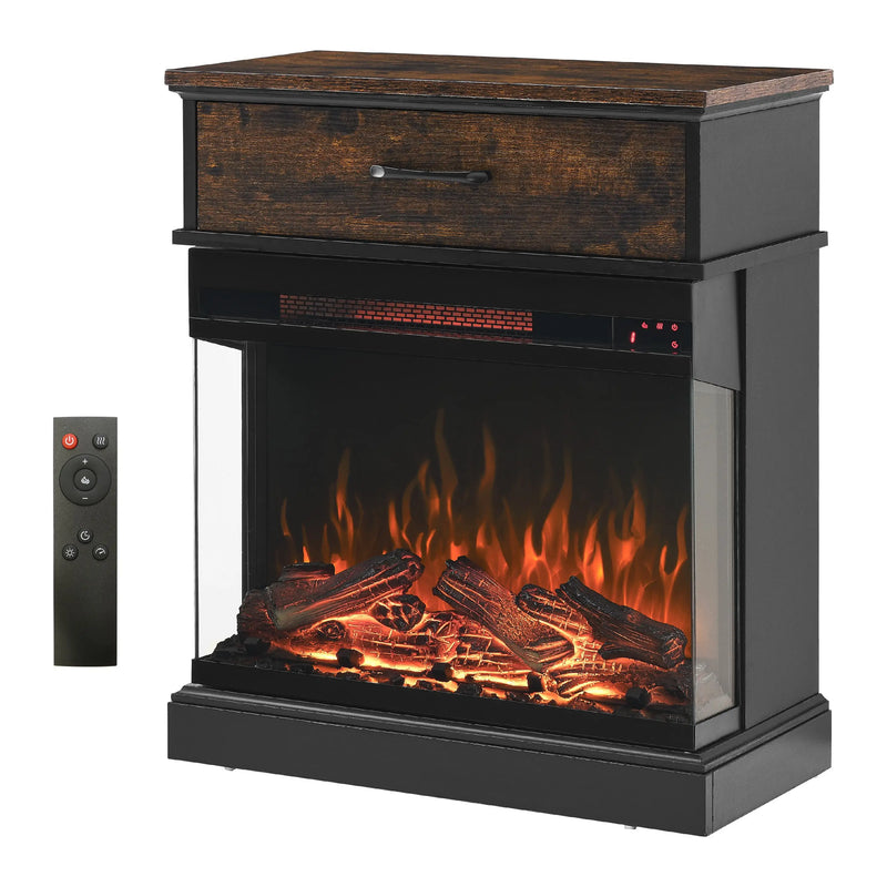 25-Inch 3-Sided Electric Fireplace Side Table with Adjustable Heat