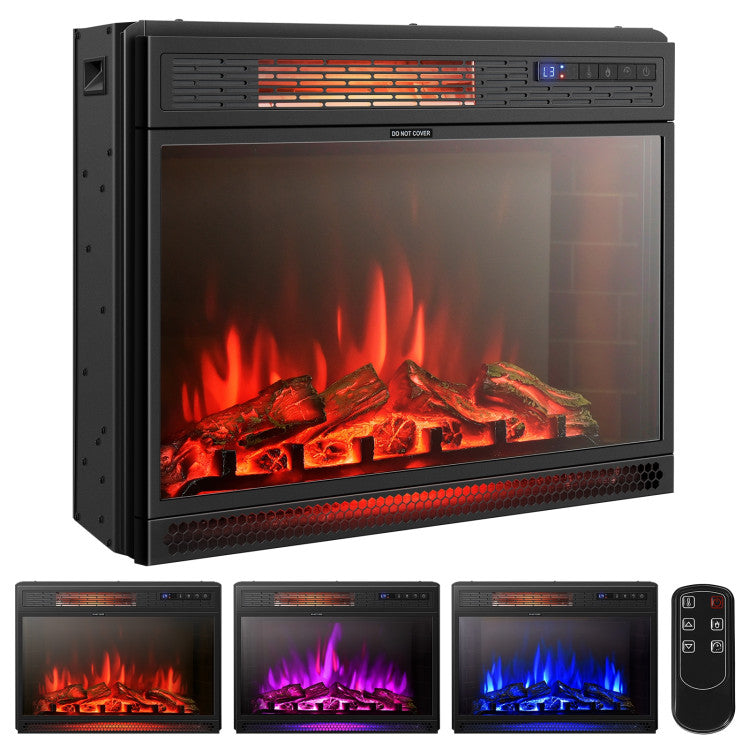 25 inch recessed electric fireplace insert with remote control