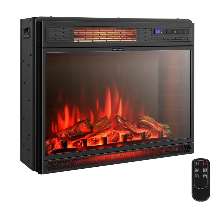 25 Inch Recessed Electric Fireplace Insert with Infrared Heater – Slim Wall Mounted Fireplace with Realistic Flame, Remote Control & Timer – Electric Recessed Fireplace for 2x4 Wall, 400 Sq Ft Coverage
