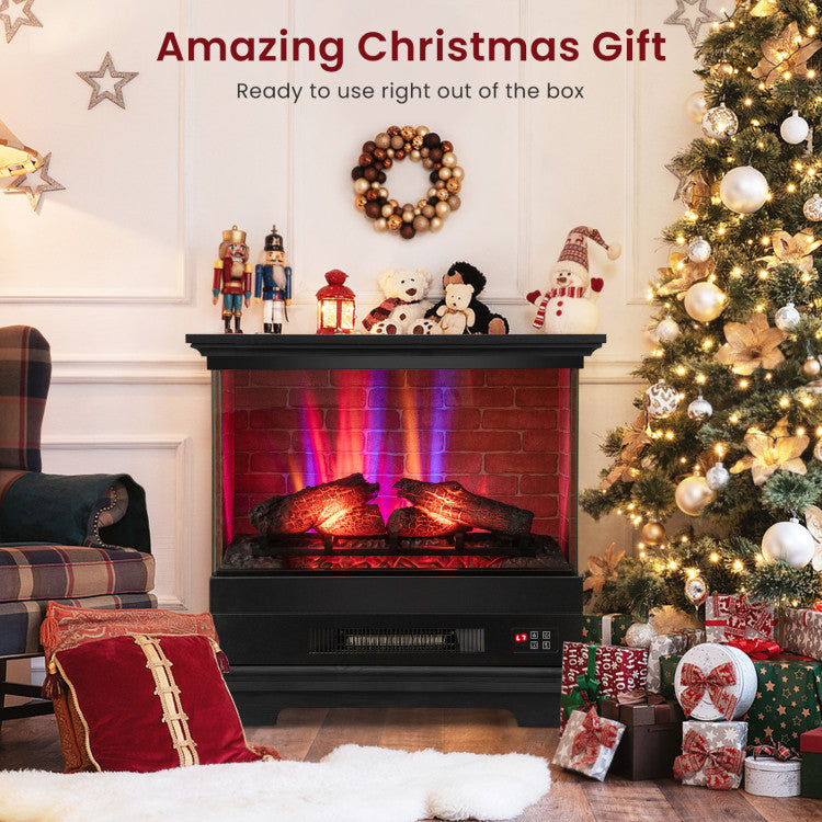 27 Inch Electric Fireplace with Multi-Color Flames