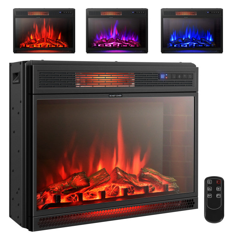28 inch recessed electric fireplace with realistic flame – front view