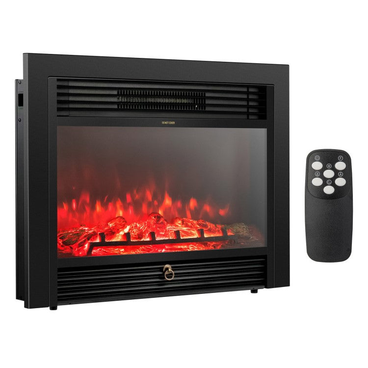 28.5 Inch Recessed & Wall Mounted Electric Fireplace with 3 Flame Colors – Built-In Heater with Remote, Timer, Thermostat & Realistic Flame for TV Wall Units