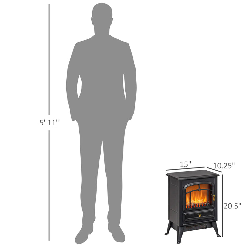 HOMCOM Portable Electric Fireplace Heater, 750W/1500W Heat Settings