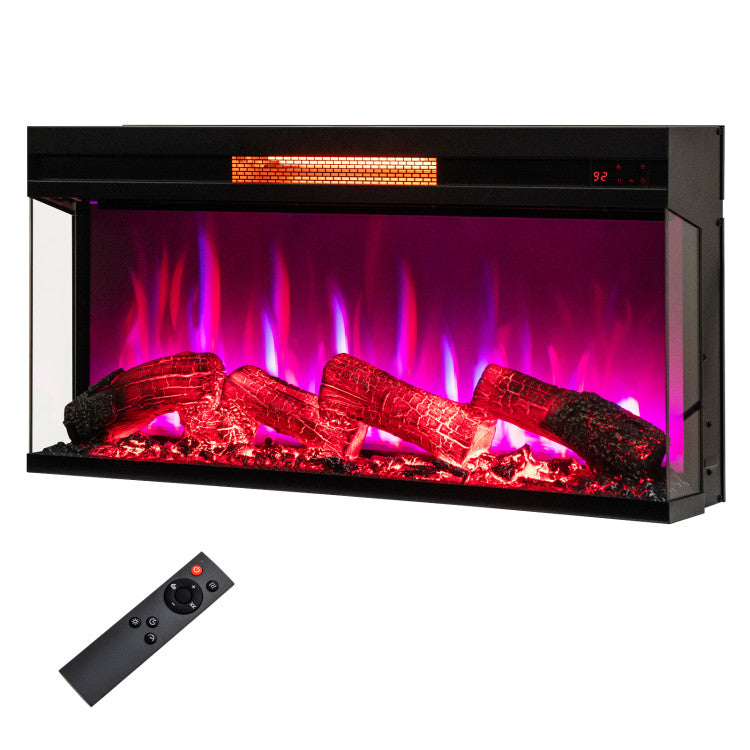 36 Inch 3-Sided Electric Fireplace Heater