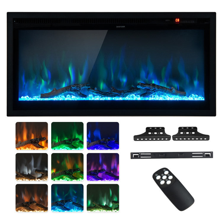 36 Inch Recessed Electric Fireplace Front View