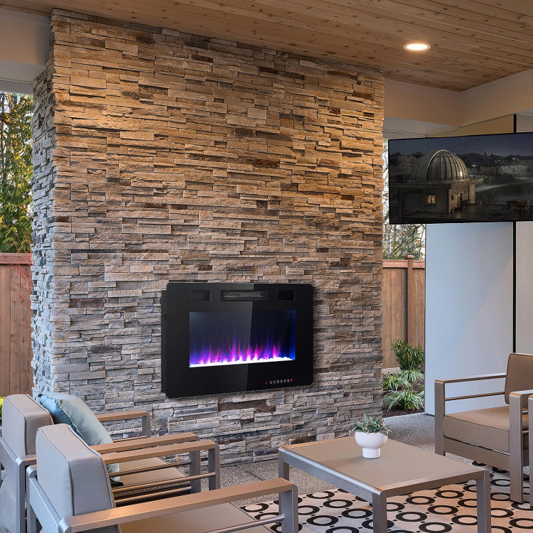 36 Inch Recessed Fireplace Close-Up