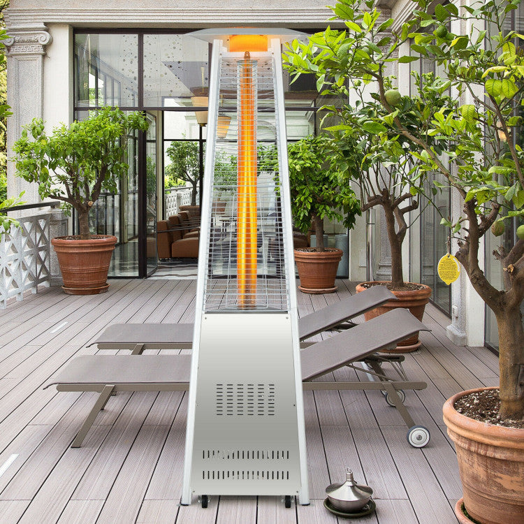 42,000 BTU propane patio heater with wheels for easy movement