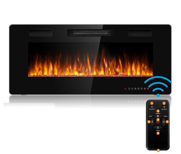 Recessed electric fireplace front view