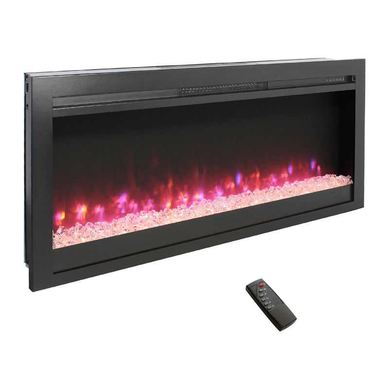 44" recessed electric fireplace with LED heater