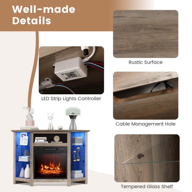 50 inch TV stand with built-in electric fireplace heater