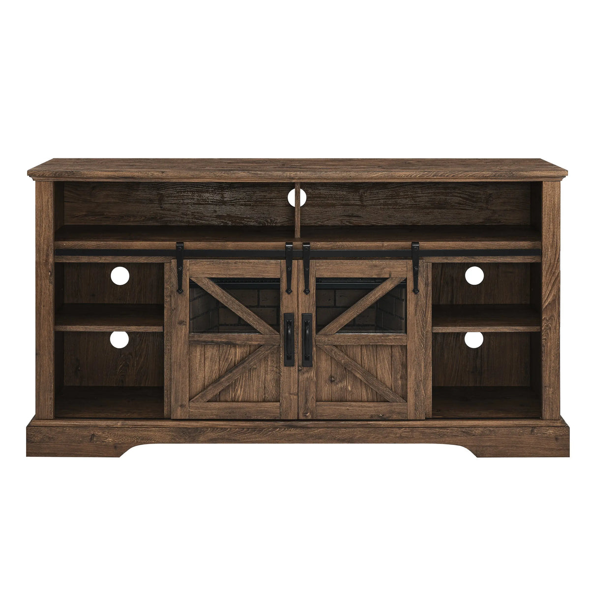 Brown 60-inch electric fireplace TV stand for 70-inch TVs