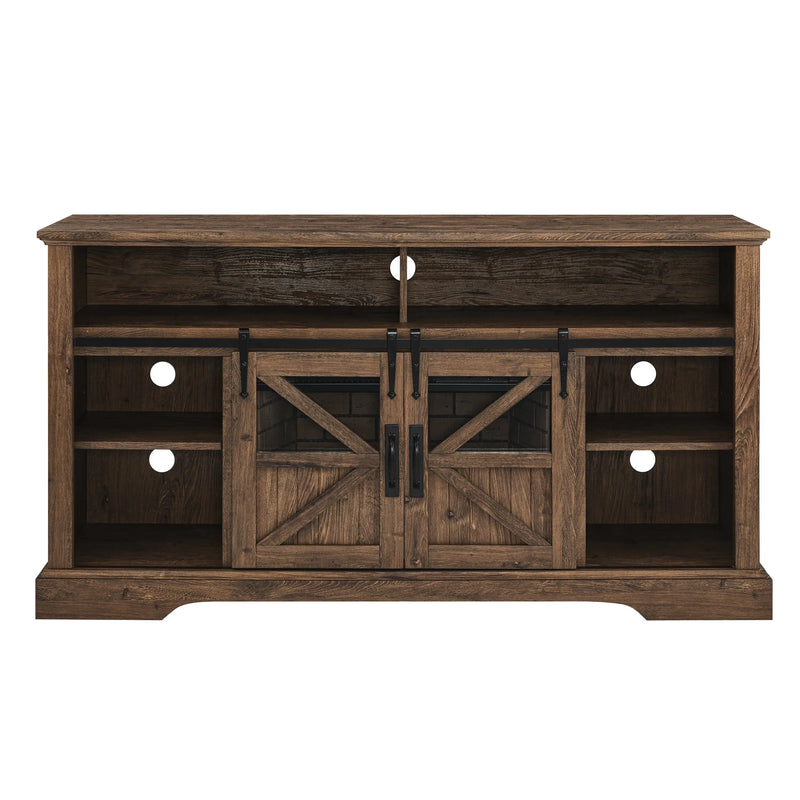 Brown 60-inch electric fireplace TV stand for 70-inch TVs