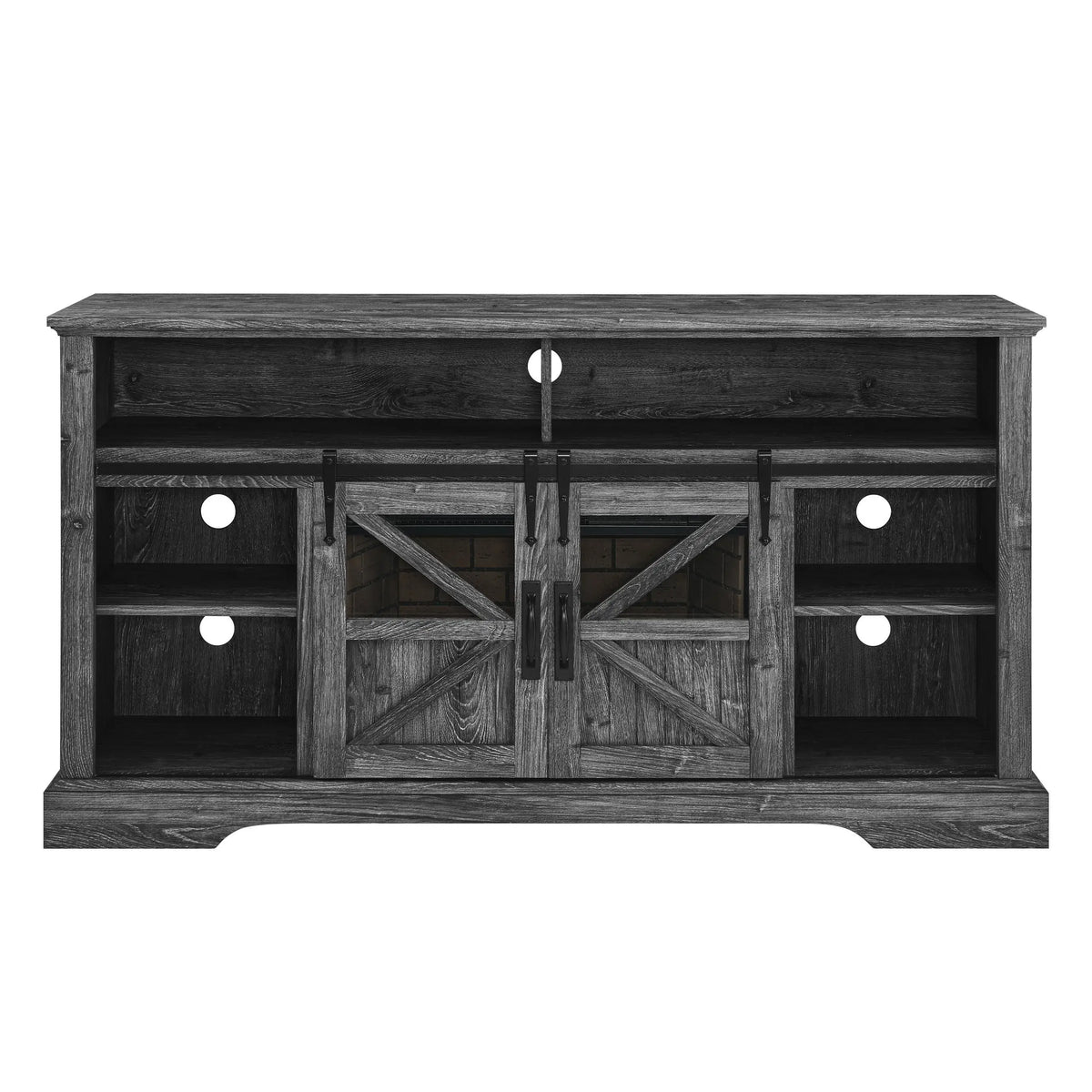 Dark Oak 60-inch electric fireplace TV stand for 70-inch TVs