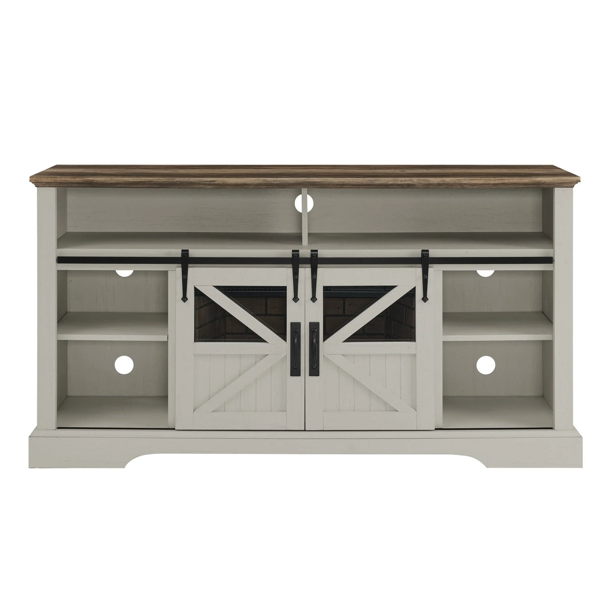 White 60-inch electric fireplace TV stand for 70-inch TVs