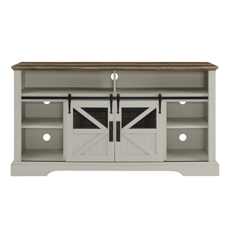 White 60-inch electric fireplace TV stand for 70-inch TVs