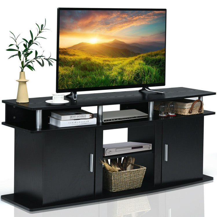 63 Inch TV stand with fireplace space front view