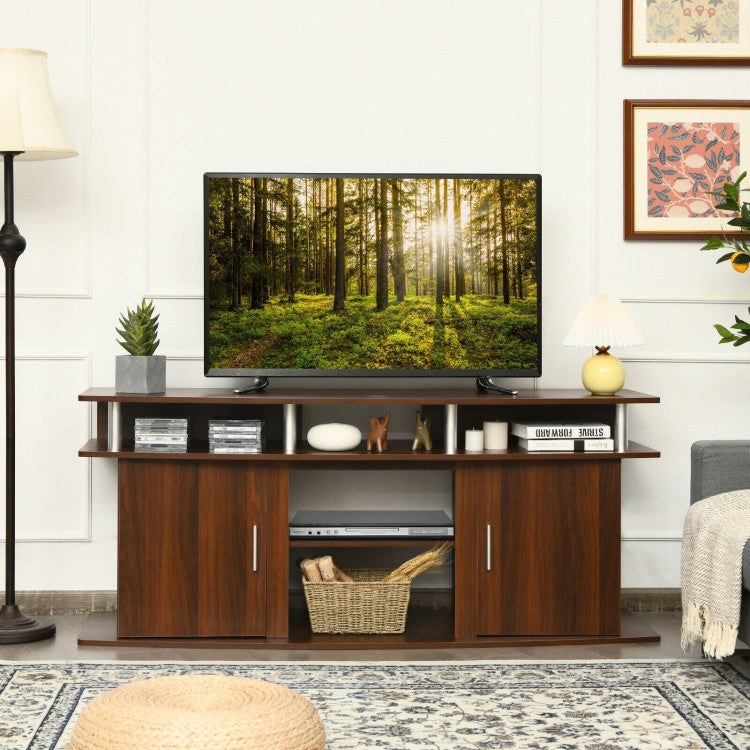 Front view of 63 inch TV unit with built-in fireplace space