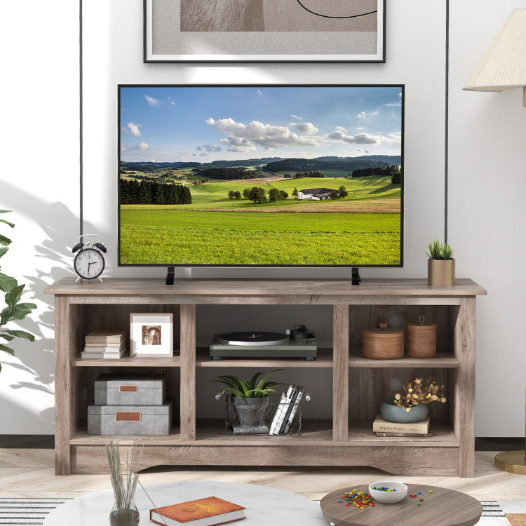 Front view of 65 inch fireplace TV stand with media storage