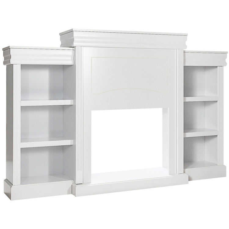 70-inch electric fireplace TV stand with open storage shelves