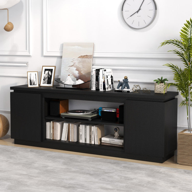 Large 80-inch TV stand with fireplace-ready middle section