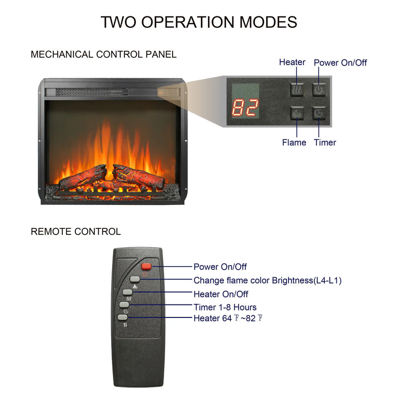 CSA/UL Certified Electric Fireplace Insert with Overheat Protection
