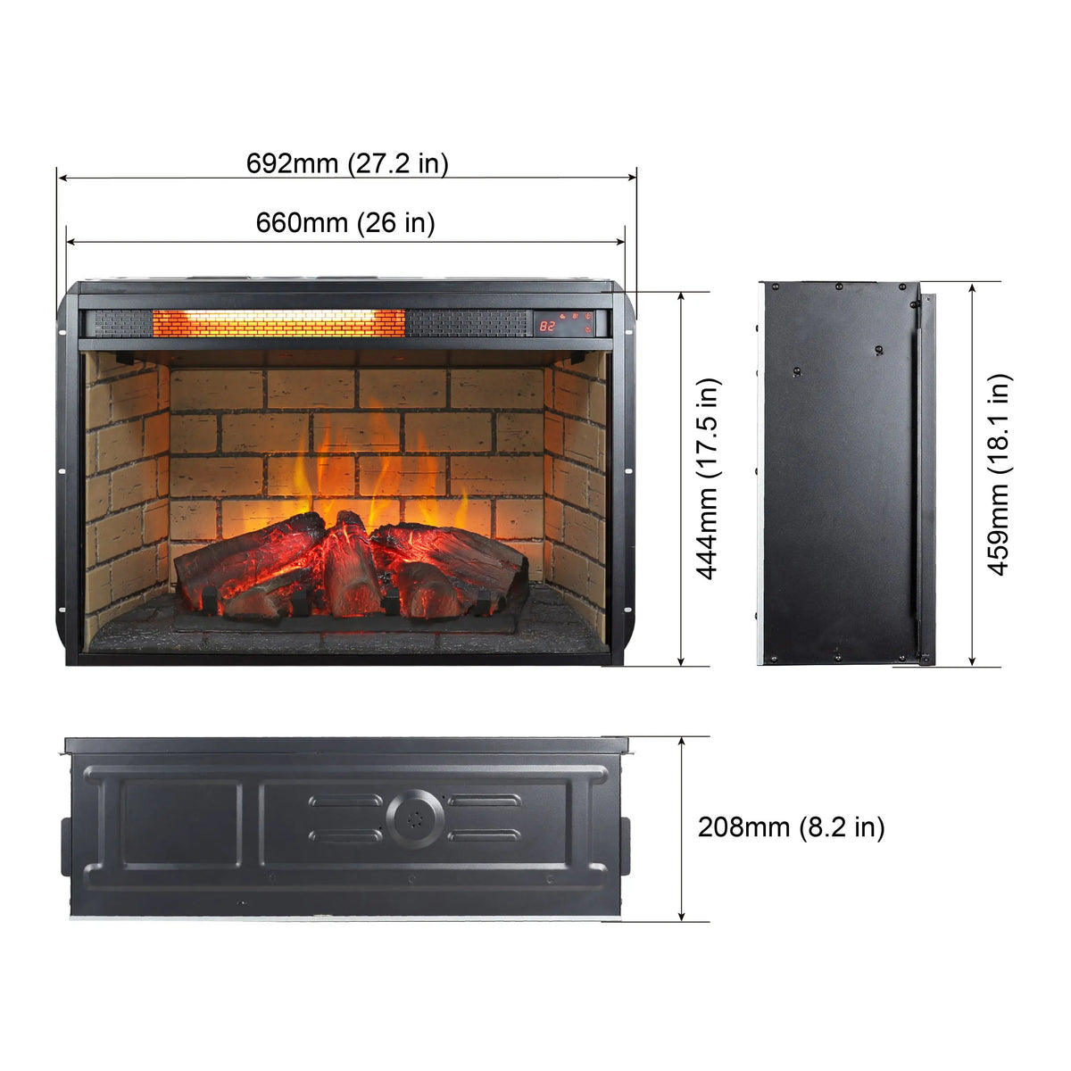 CSA/UL-certified electric fireplace insert with safety features
