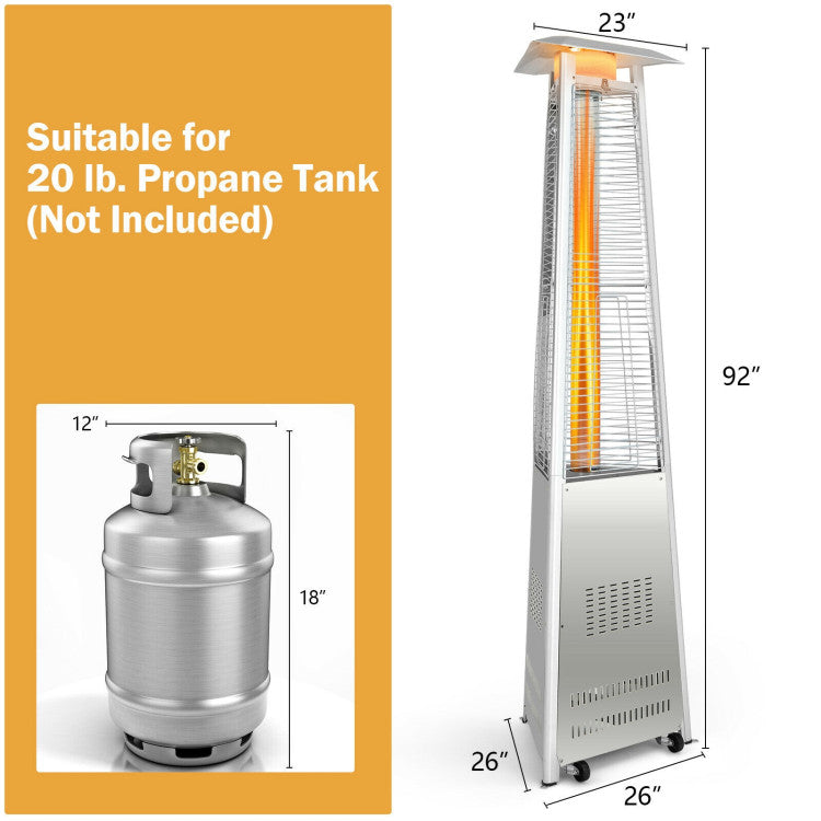 Outdoor pyramid patio heater creating warm evening ambiance