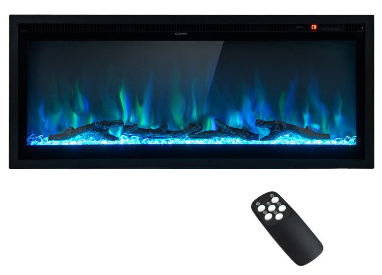 36/42/50 Inch Recessed Electric Fireplace with Remote – Wall Mounted or Freestanding Heater, 9 Flame Colors & 1500W Heat, Touchstone-Style In-Wall Fireplace