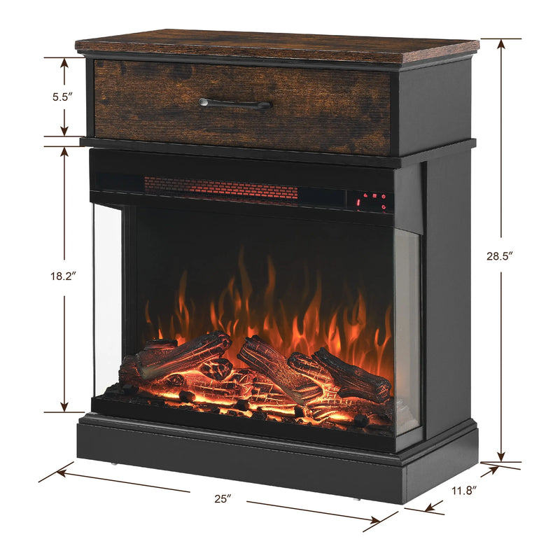 Panoramic View 3-Sided Electric Fireplace with Remote