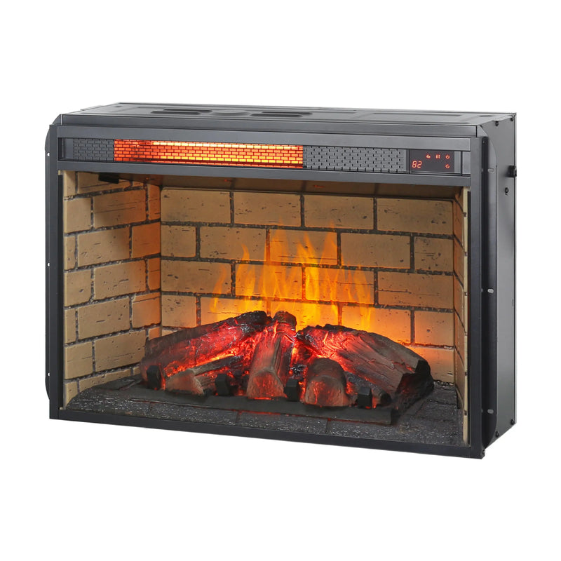 Adjustable brightness settings on an electric fireplace heater insert