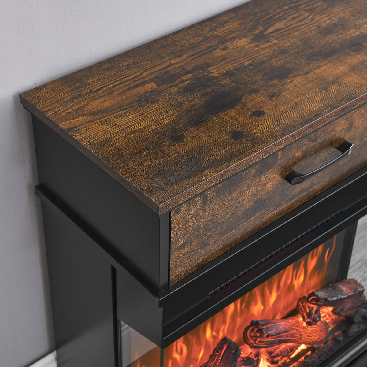 Adjustable Flame Electric Fireplace Table with Remote Control
