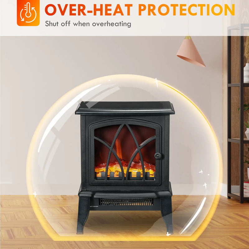 Electric fireplace heater with adjustable 750W and 1500W heat settings
