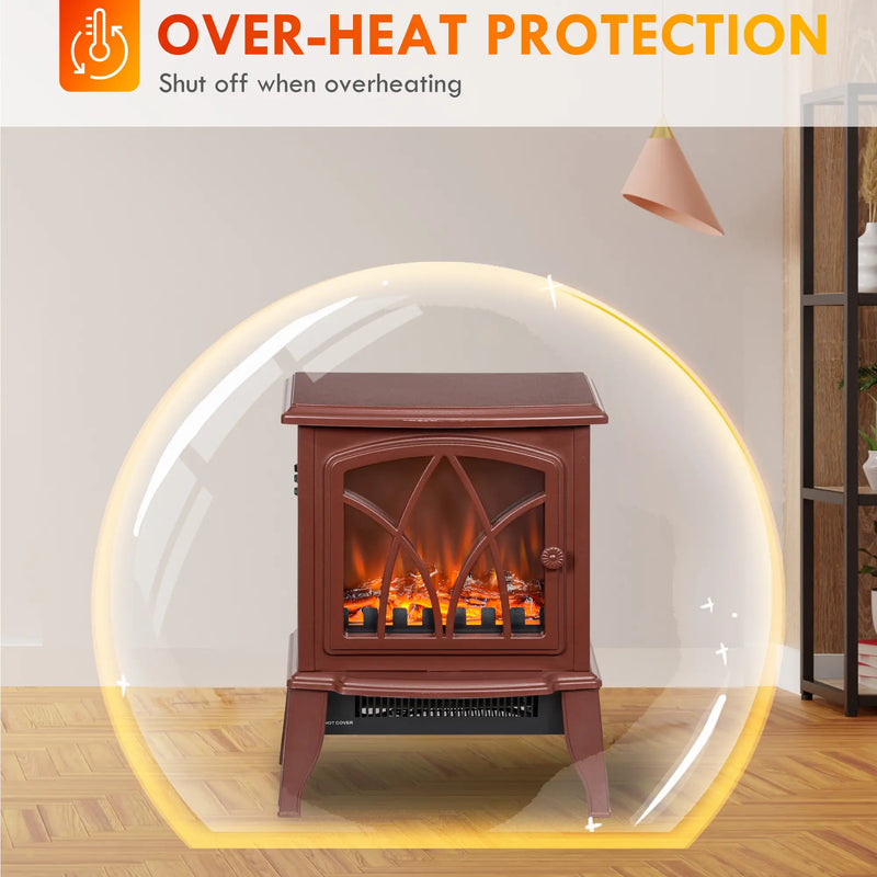 Electric fireplace heater with adjustable 750W and 1500W heat settings