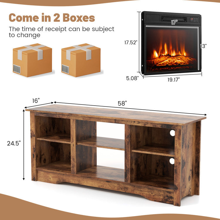  Adjustable shelves on electric fireplace TV unit