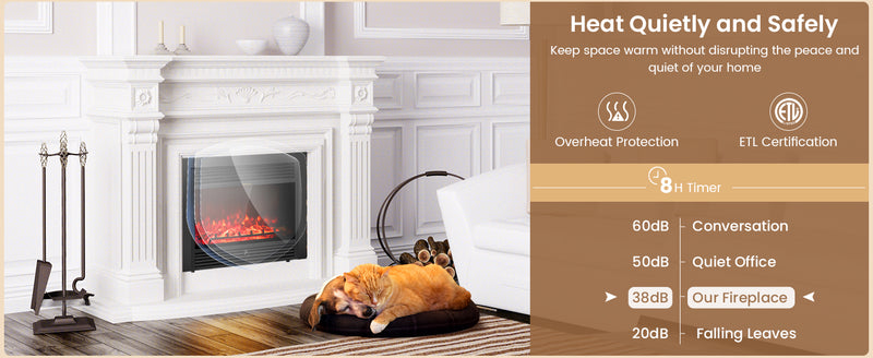 Electric fireplace heater with adjustable thermostat and timer