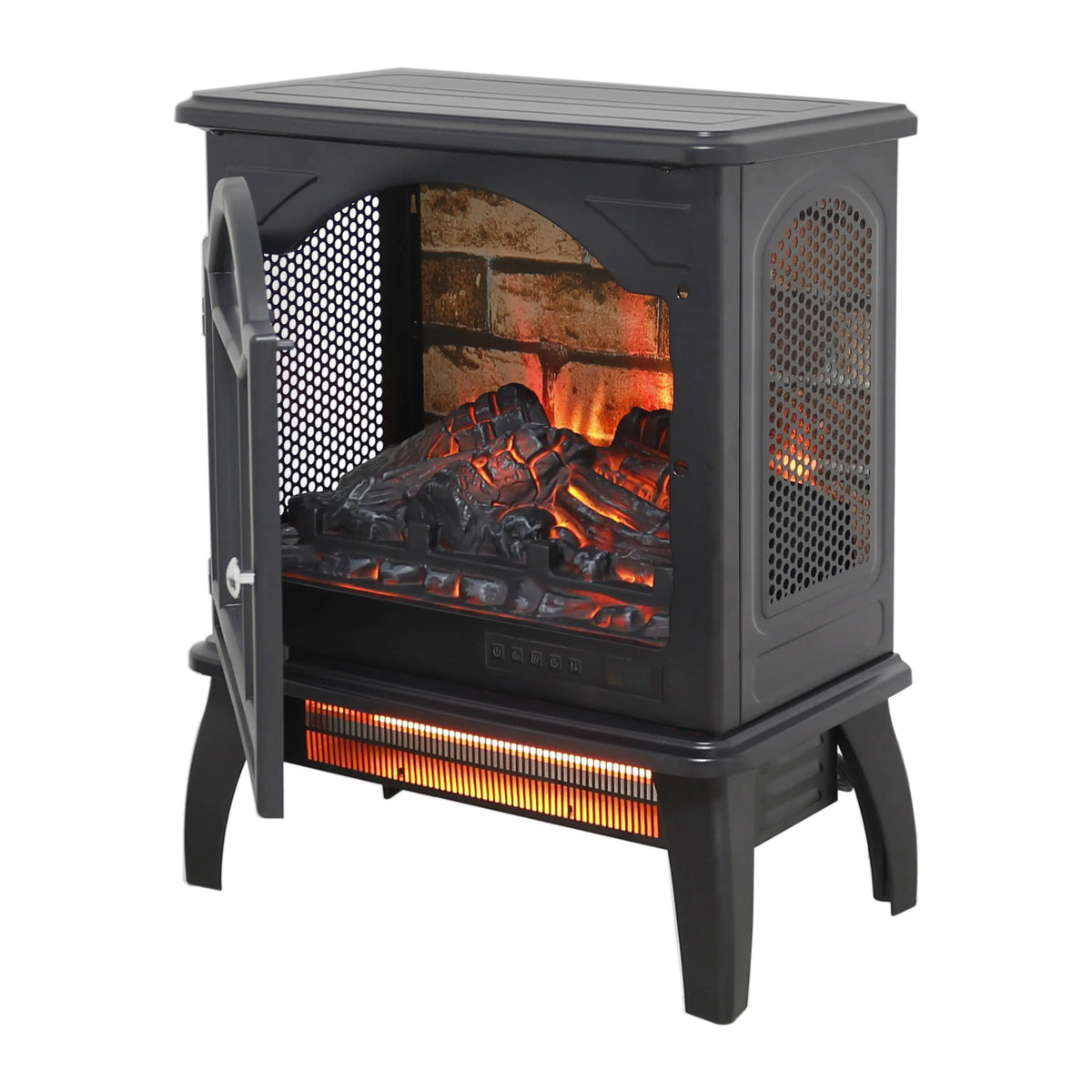 Classic antique black electric freestanding fireplace stove