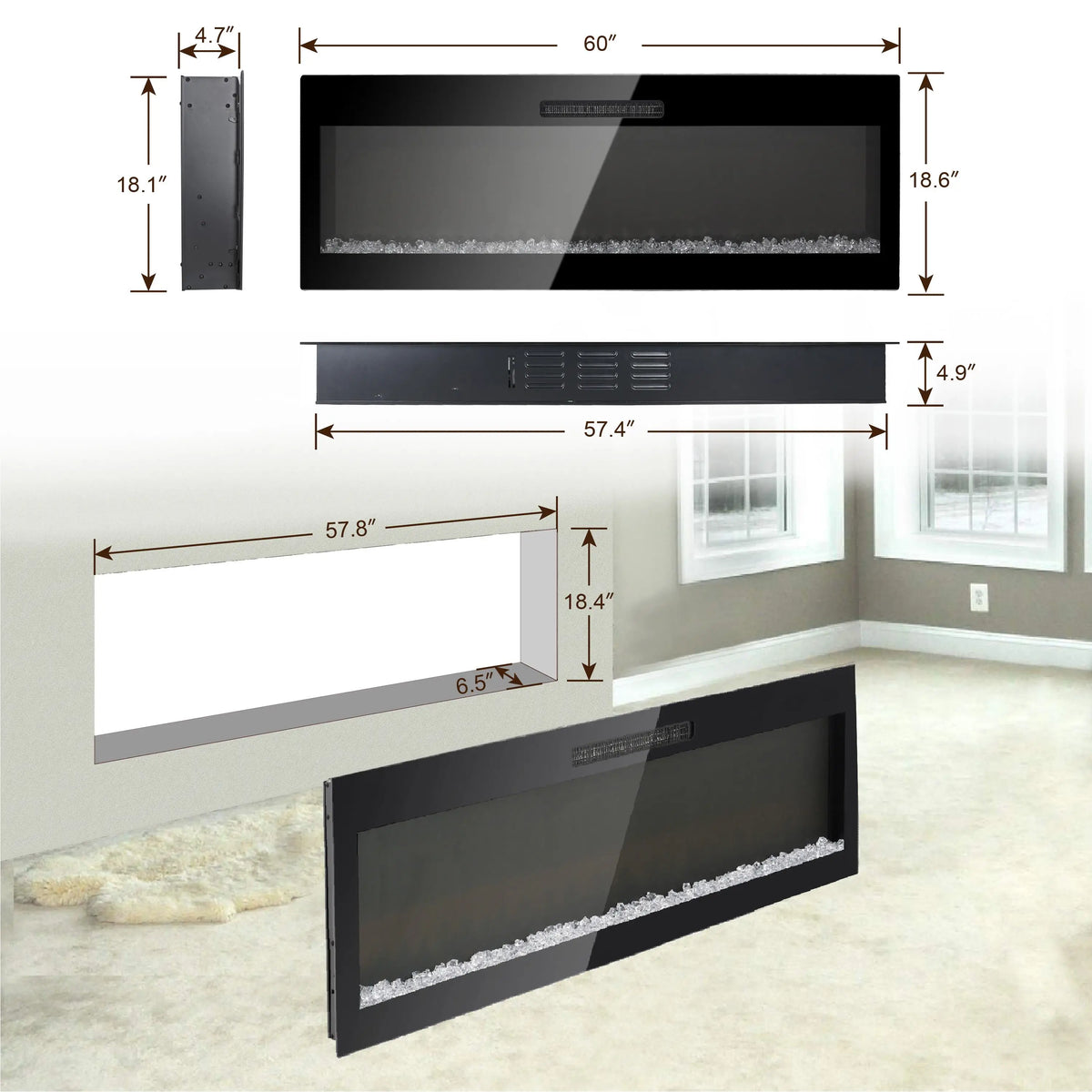Electric fireplace heater for bedrooms