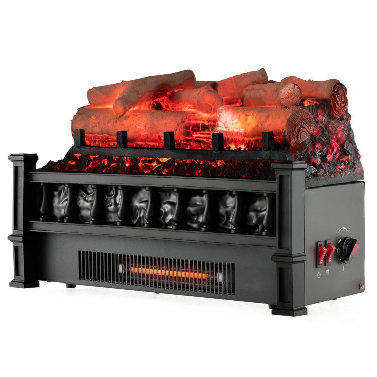 20-inch electric fireplace log insert with birchwood ember bed.
