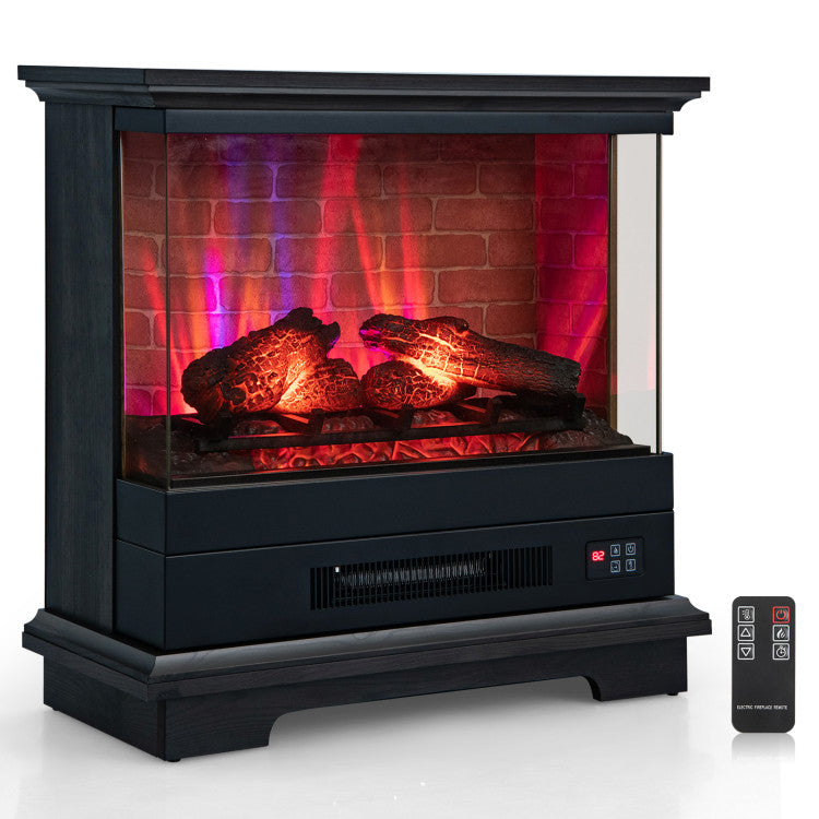  Black Electric Fireplace with 3-Sided View