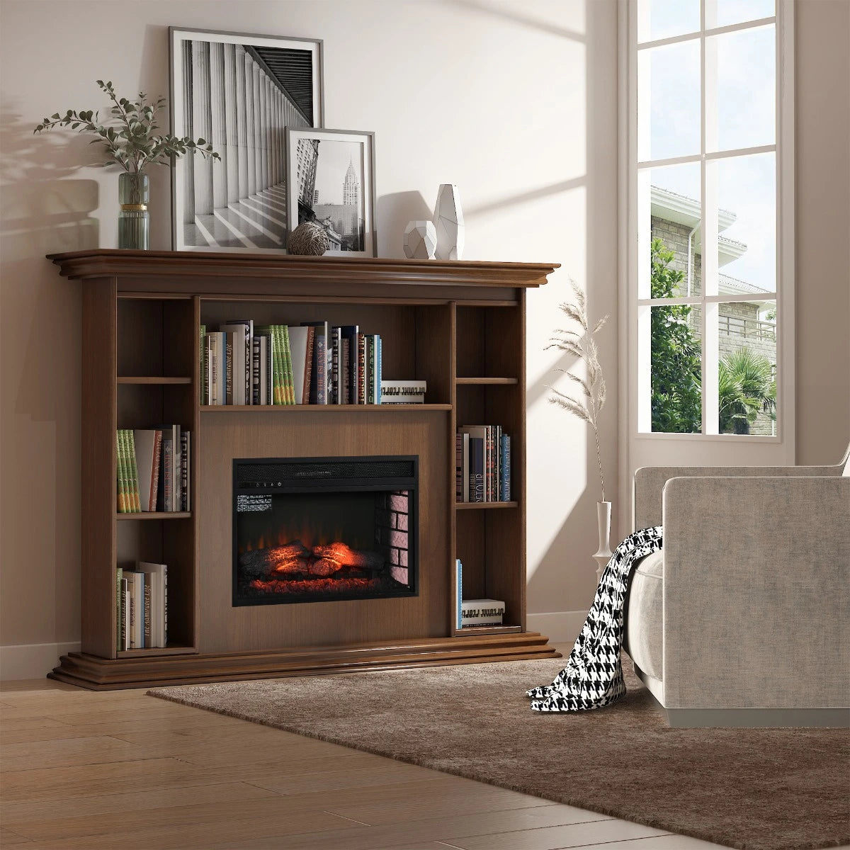 Black Recessed Electric Fireplace Insert for Home & Office